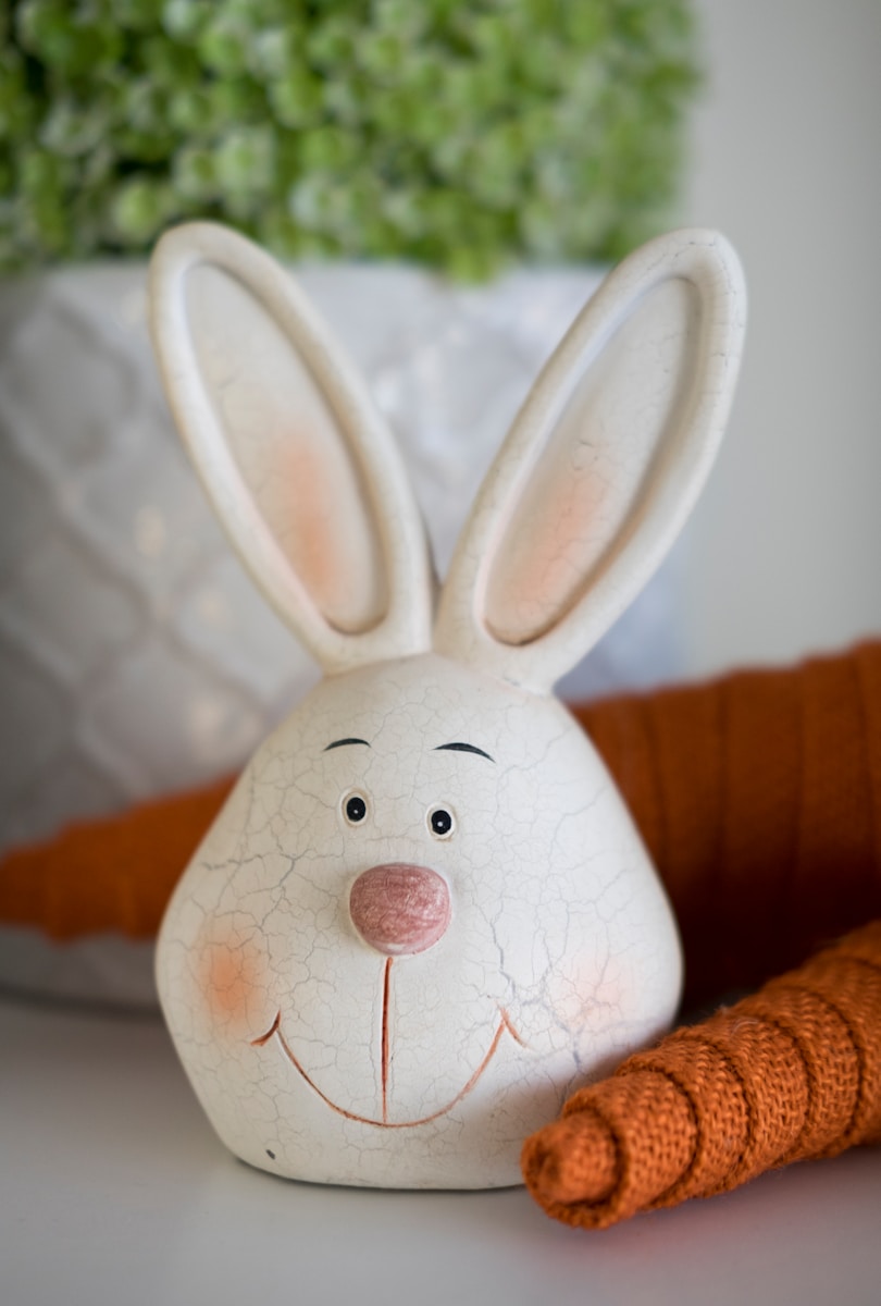 white rabbit head decor